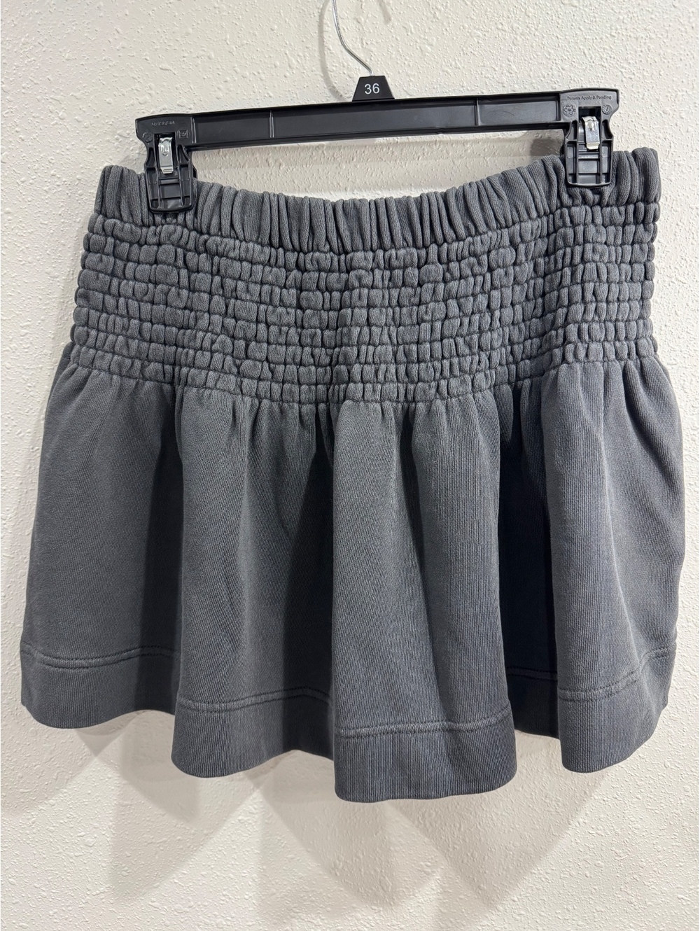Aerie Smocked Waist Mini Skater Skirt Women’s M Charcoal Gray